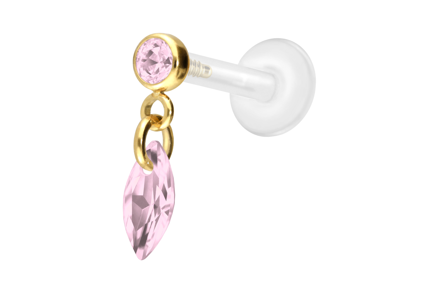 PTFE Labret Piercing mit Innengewinde + Titan-Aufsatz KRISTALLOVAL